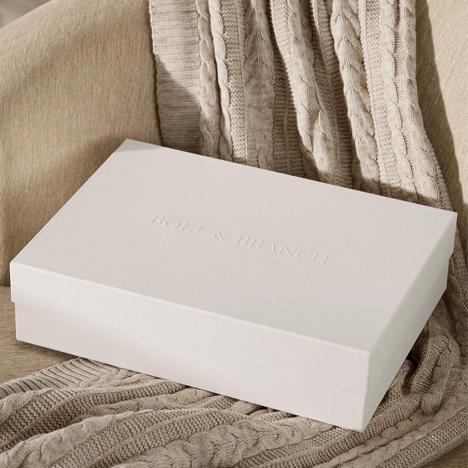 imageBOLL ampamp BRANCH Aran Knit Throw Blanket One Size Holly Luxury 100 Organic Cotton Ribbed Knit HandFinished Border Dense Richly Textured 50x70 InchesHeathered Oatmeal