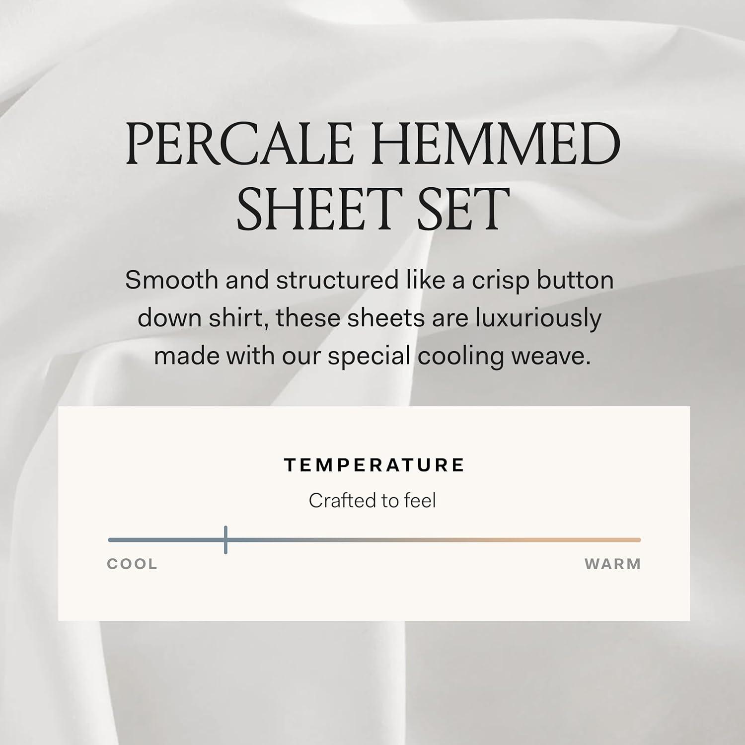 imageBOLL ampamp BRANCH Percale Hemmed Sheet Set Cooling Breathable Bed Sheets for Hot Sleepers King Shore Luxury 100 Organic Cotton 1 Flat 1 Fitted 2 PillowcasesMineral