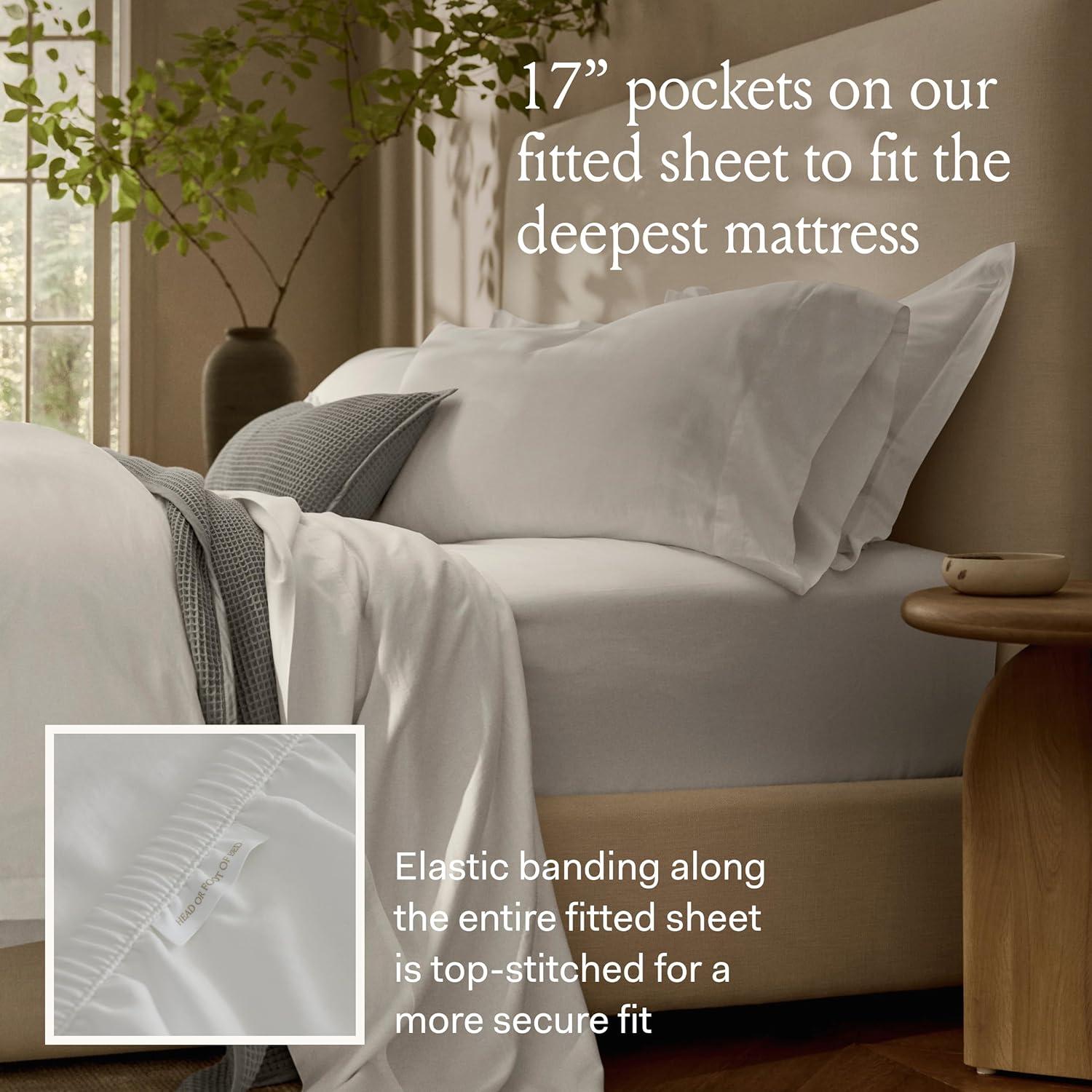 imageBOLL ampamp BRANCH Percale Hemmed Sheet Set Cooling Breathable Bed Sheets for Hot Sleepers King Shore Luxury 100 Organic Cotton 1 Flat 1 Fitted 2 PillowcasesSky