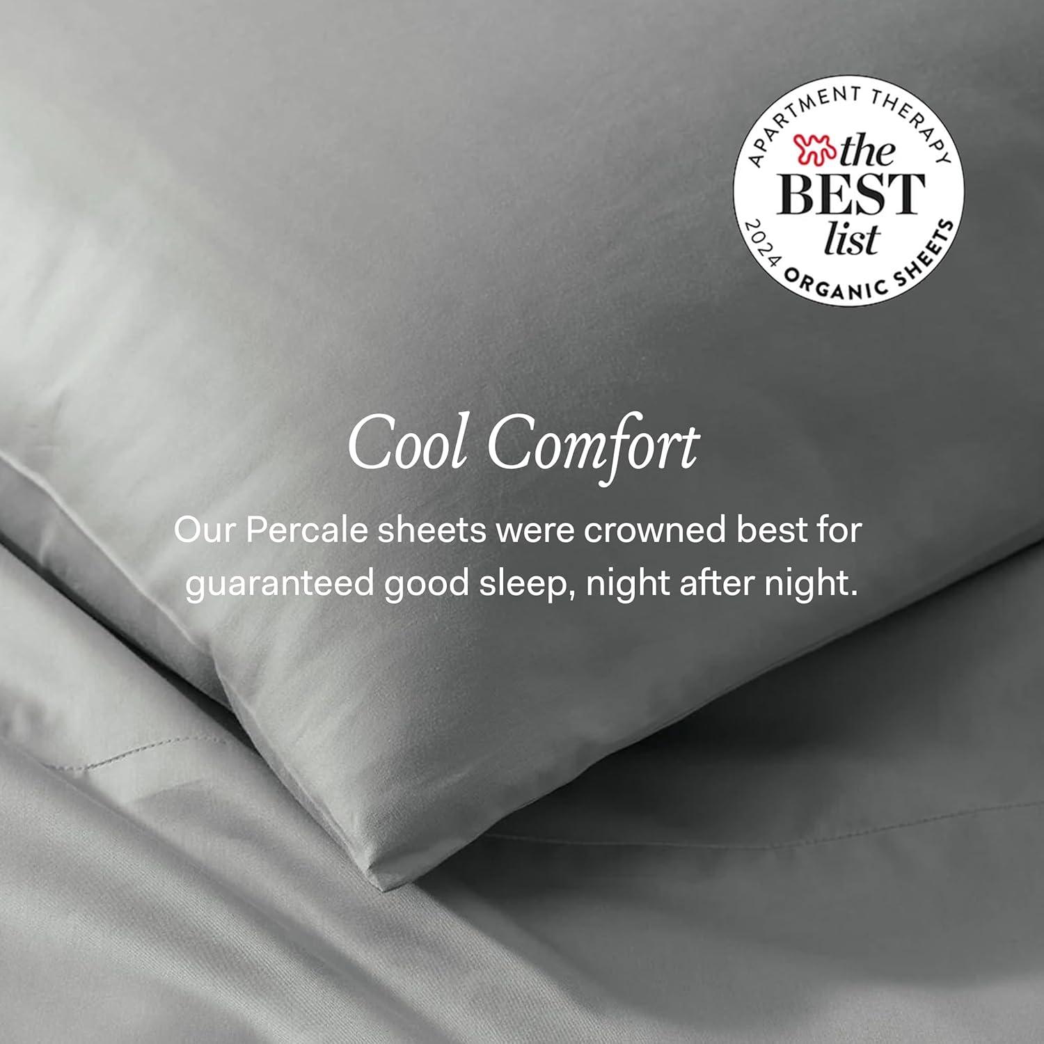 imageBOLL ampamp BRANCH Percale Hemmed Sheet Set Cooling Breathable Bed Sheets for Hot Sleepers King Shore Luxury 100 Organic Cotton 1 Flat 1 Fitted 2 PillowcasesSky