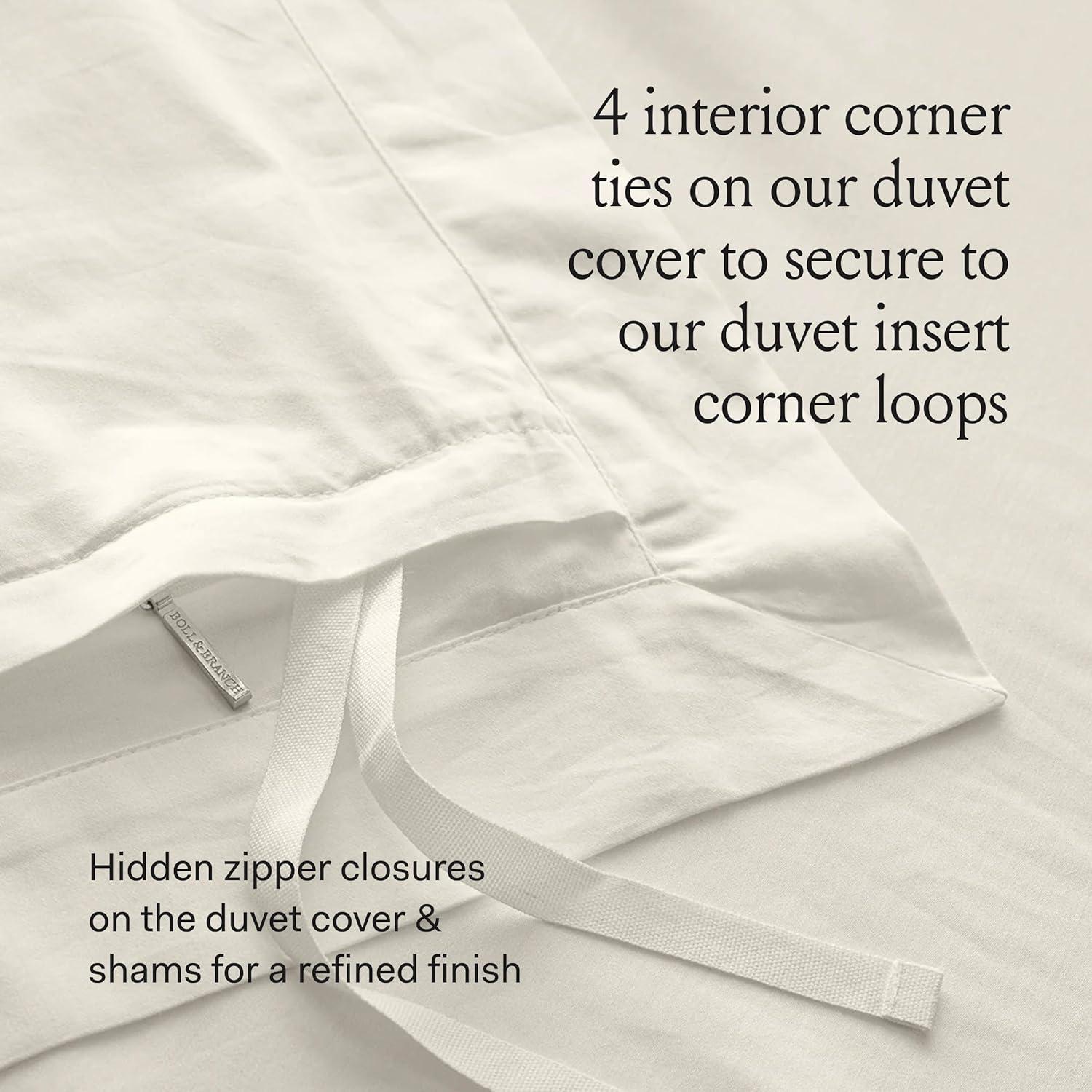 imageBOLL ampamp BRANCH Signature Hemmed Duvet Set TwinTwin XL Pewter Luxury 100 Organic Cotton 1 Duvet Cover 2 Shams Buttery Soft Hidden ClosuresSageleaf