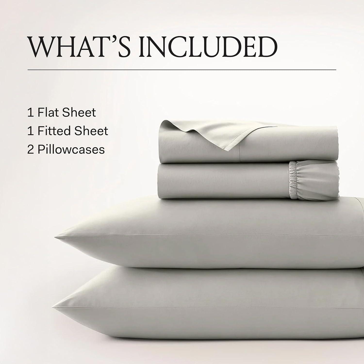 imageBOLL ampamp BRANCH Signature Hemmed Sheet Set Twin Pewter Luxury 100 Organic Cotton Includes 1 Flat 1 Fitted 2 Pillowcases Buttery SoftMineral