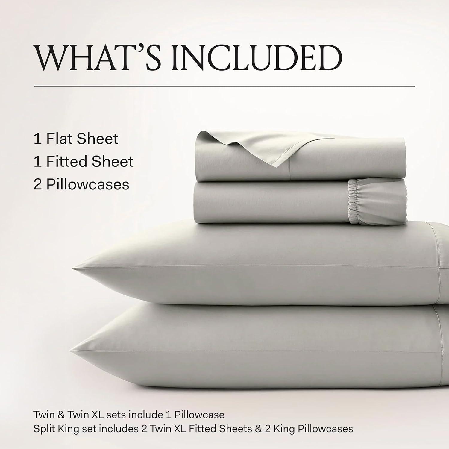 imageBOLL ampamp BRANCH Signature Hemmed Sheet Set Twin Pewter Luxury 100 Organic Cotton Includes 1 Flat 1 Fitted 2 Pillowcases Buttery SoftMineral