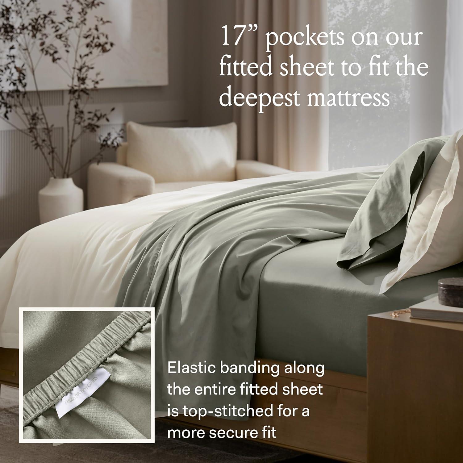 imageBOLL ampamp BRANCH Signature Hemmed Sheet Set Twin Pewter Luxury 100 Organic Cotton Includes 1 Flat 1 Fitted 2 Pillowcases Buttery SoftMineral