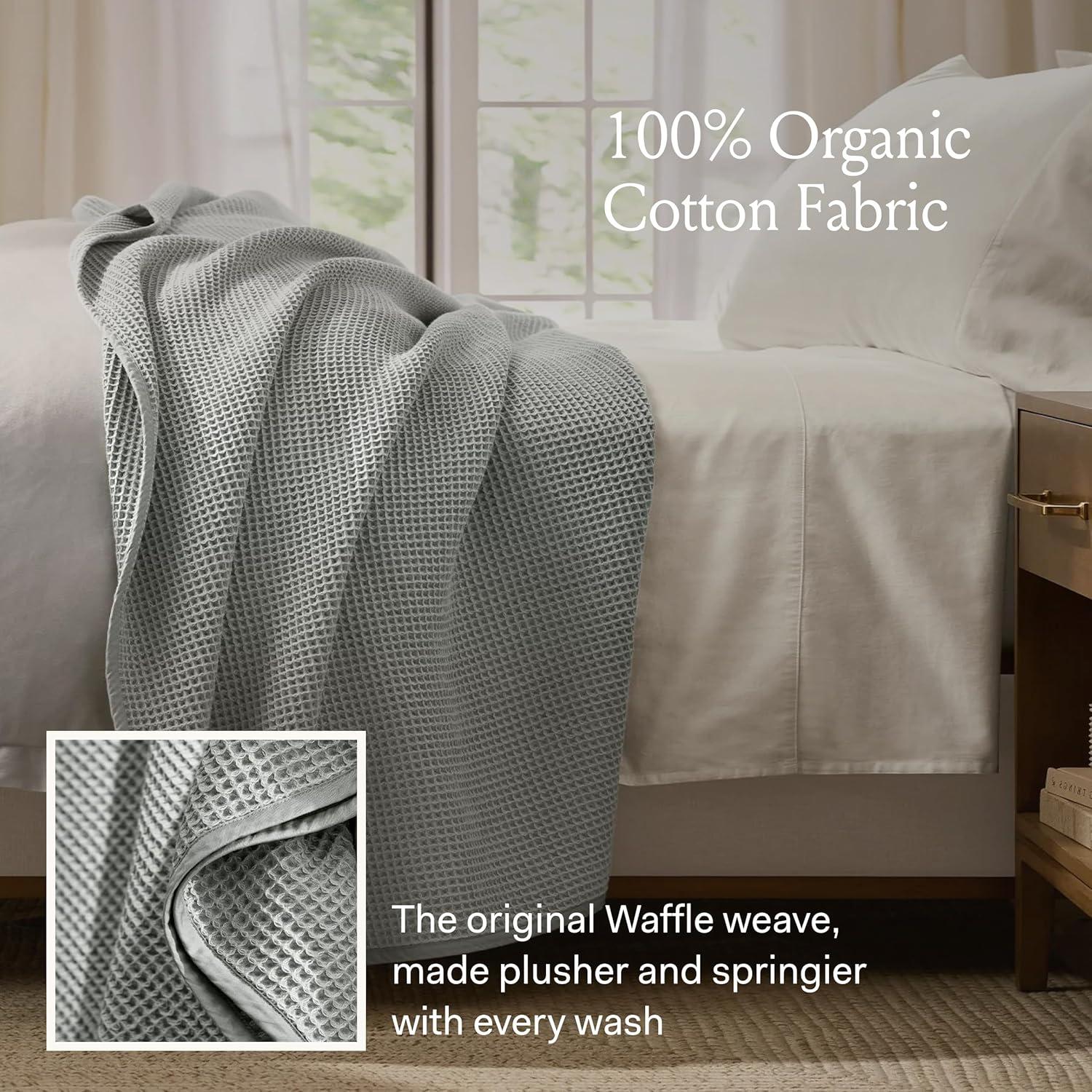 imageBOLL ampamp BRANCH Waffle Bed Blanket FullQueen Holly Luxury 100 Organic Cotton Soft Lightweight and Breathable Textured Waffle WeaveStone