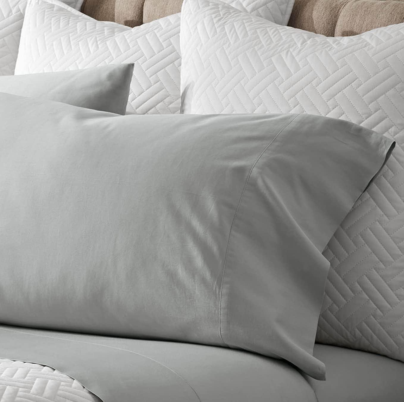 imageBoll ampamp Branch Signature Embroidered Pillowcase Set King WhiteStone Soft Luxury 100 Organic Cotton 2 Pillowcases HandFinished EmbroideryShore