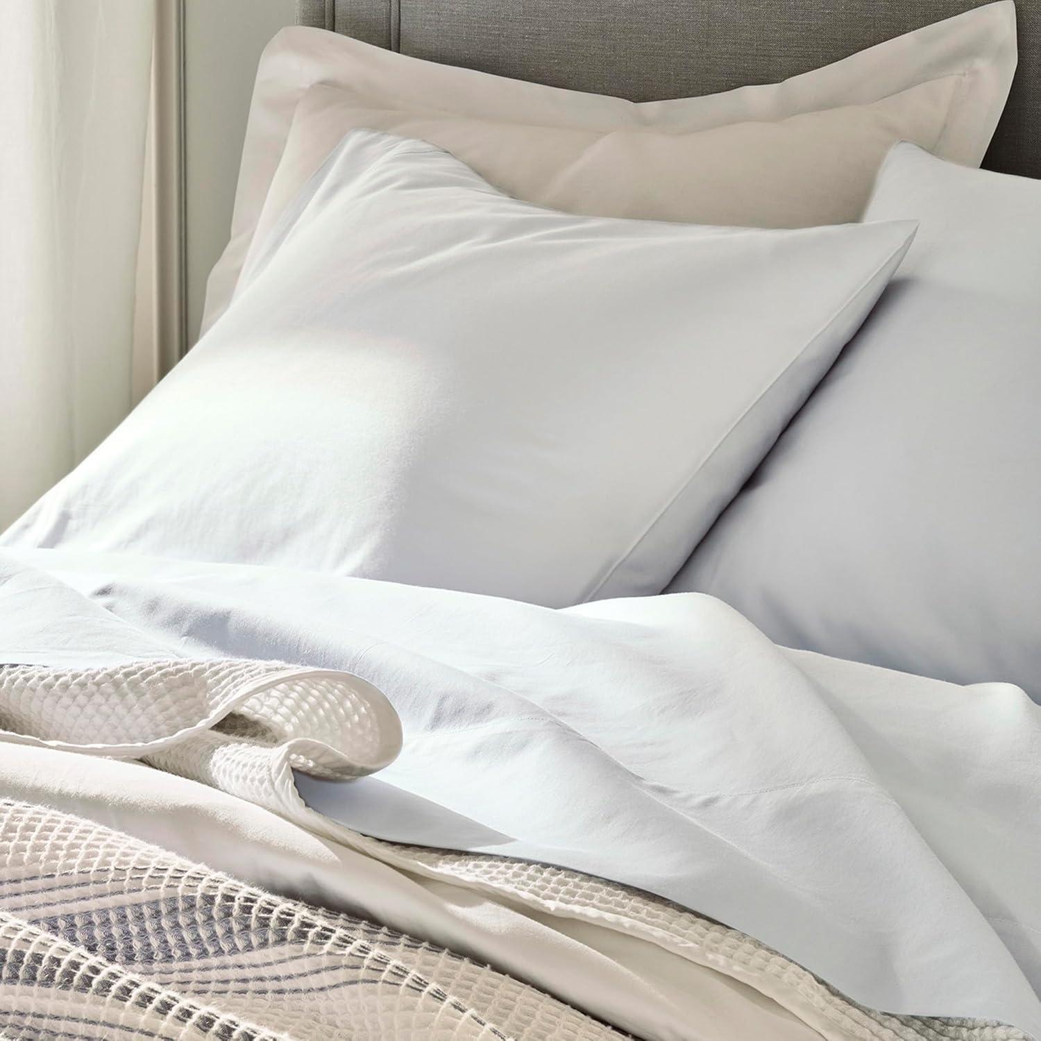 imageBoll ampamp Branch Signature Embroidered Pillowcase Set King WhiteStone Soft Luxury 100 Organic Cotton 2 Pillowcases HandFinished EmbroiderySky