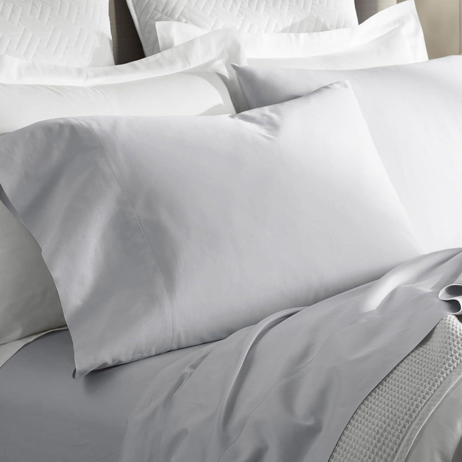 imageBoll ampamp Branch Signature Embroidered Pillowcase Set King WhiteStone Soft Luxury 100 Organic Cotton 2 Pillowcases HandFinished EmbroiderySky