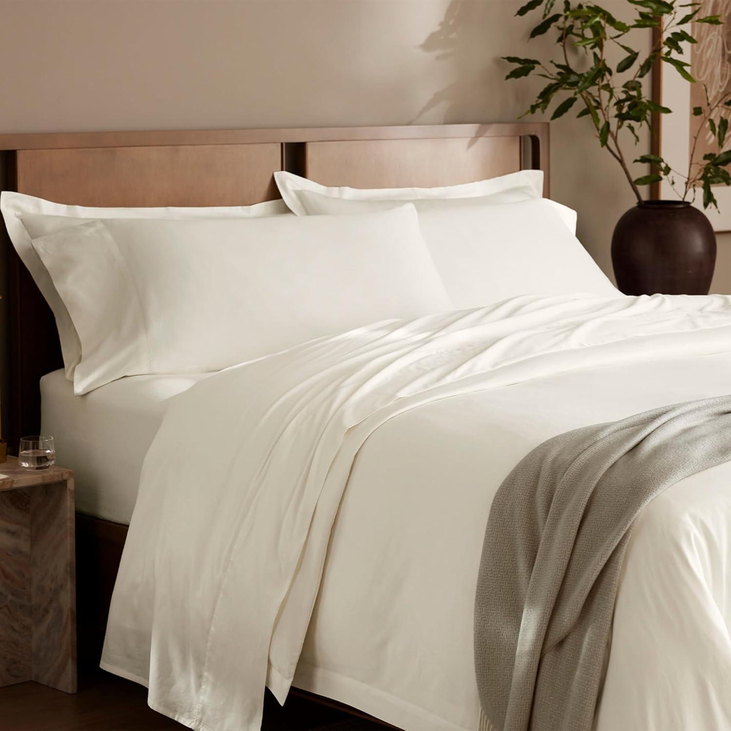 imageBoll ampamp Branch Signature Hemmed Fitted Sheet King White 100 Organic Cotton 1 Fitted Sheet OnlyMineral