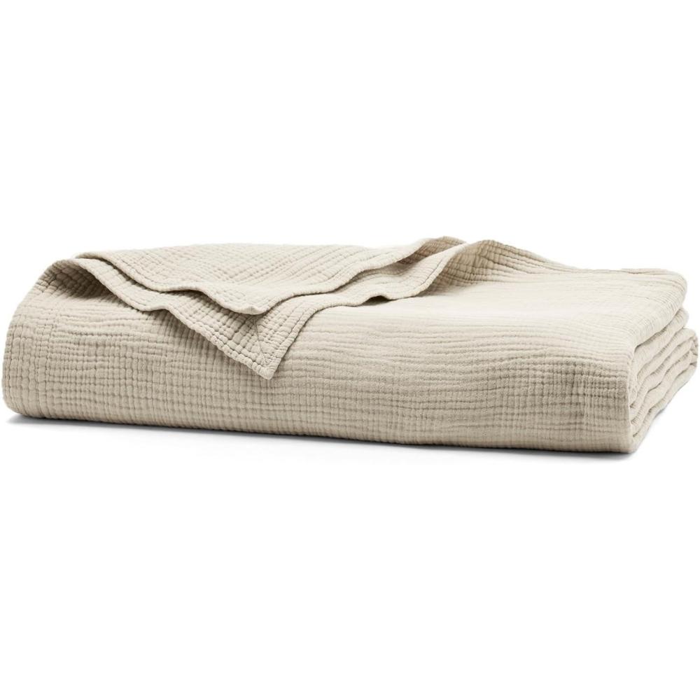 imageBOLL ampamp BRANCH Dream Bed Blanket  FullQueen White  Luxury 100 Organic Cotton  Soft Lightweight and Breathable  CloudLike TouchSand