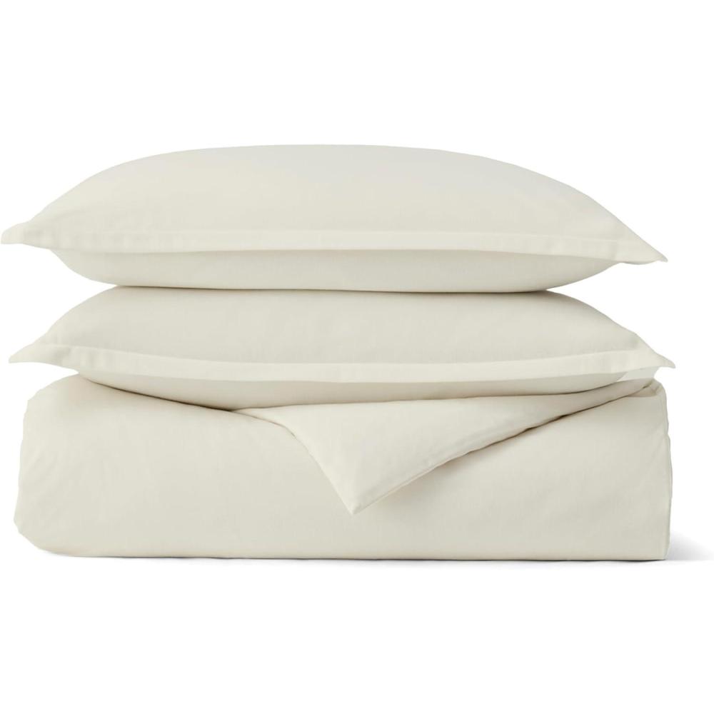 imageBOLL ampamp BRANCH Flannel Duvet Set KingCal King Shore Luxury 100 Organic Cotton 1 Duvet Cover 2 Shams Velvety Soft Warm ampamp Breathable WeaveCream