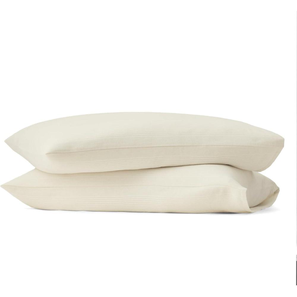 imageBOLL ampamp BRANCH Flannel Fine Line Stripe Pillowcase Set  King CreamOak  Luxury 100 Organic Cotton  2 Pillowcases Included  Velvety Soft Warm ampamp Breathable for Every SeasonCreamOak