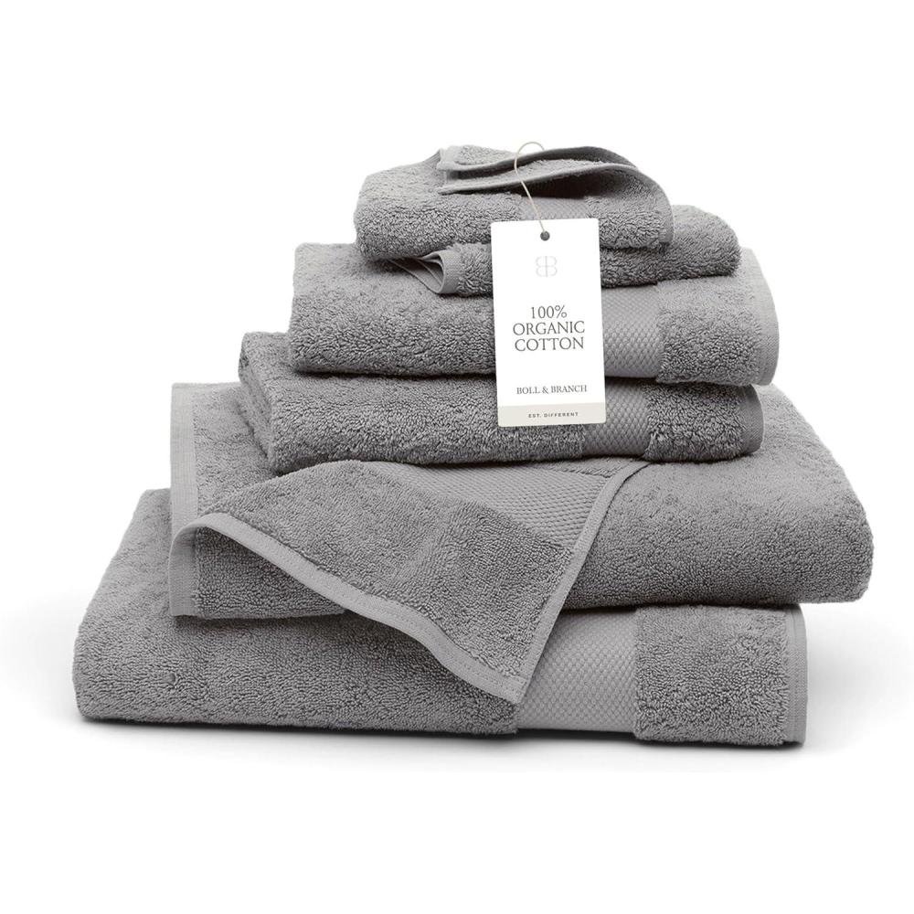 imageBOLL ampamp BRANCH Plush Bath Towel Set Holly 6 Piece Includes 2 Bath Towels 2 Hand Towels ampamp 2 Washcloths 100 Organic Cotton Ultra Soft ampamp Luxurious Quick AbsorbingStone
