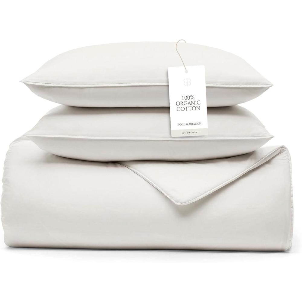 imageBOLL ampamp BRANCH Signature Comforter Set FullQueen Mineral Duvet Insert and Cover in One Layer Luxury Organic Cotton Down Alternative Hypoallergenic AllSeason 1 Comforter and 2 ShamsWhite
