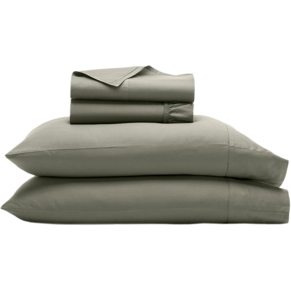 imageBOLL ampamp BRANCH Signature Hemmed Sheet Set Twin Pewter Luxury 100 Organic Cotton Includes 1 Flat 1 Fitted 2 Pillowcases Buttery SoftJuniper