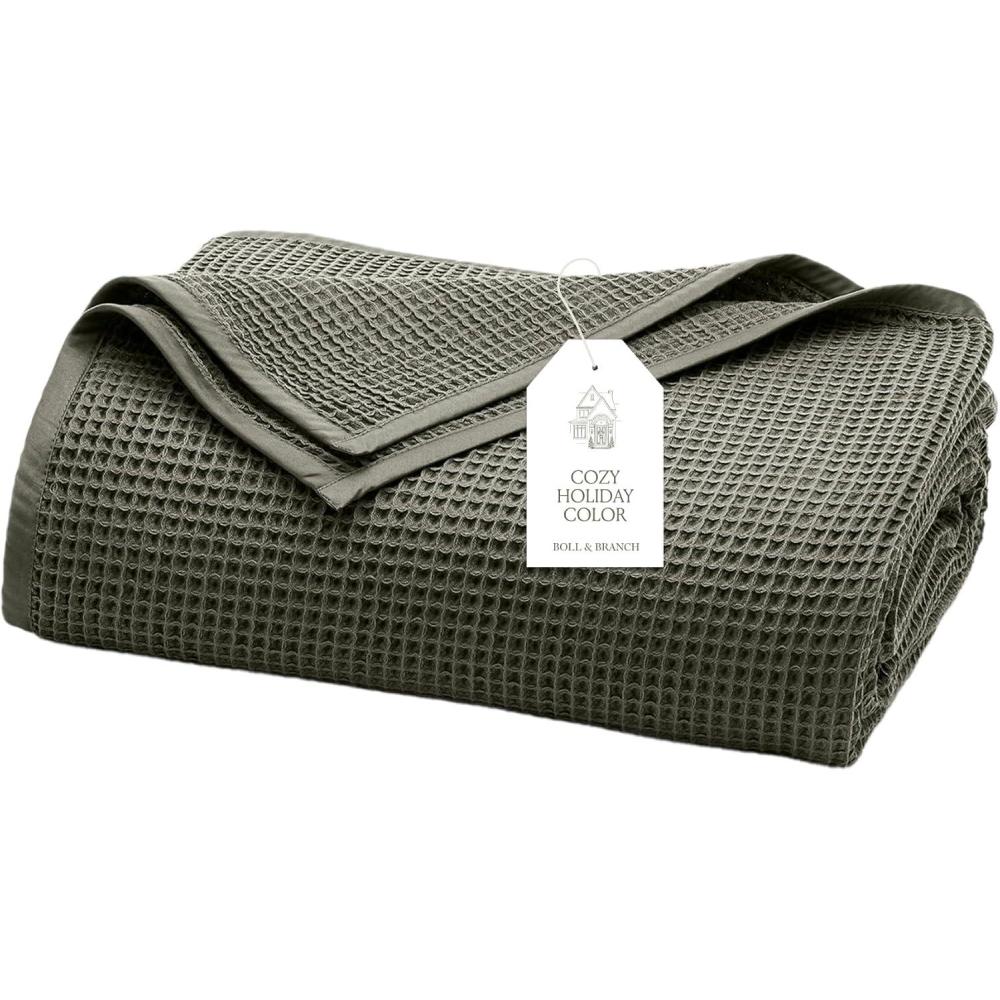 imageBOLL ampamp BRANCH Waffle Bed Blanket FullQueen Holly Luxury 100 Organic Cotton Soft Lightweight and Breathable Textured Waffle WeaveJuniper