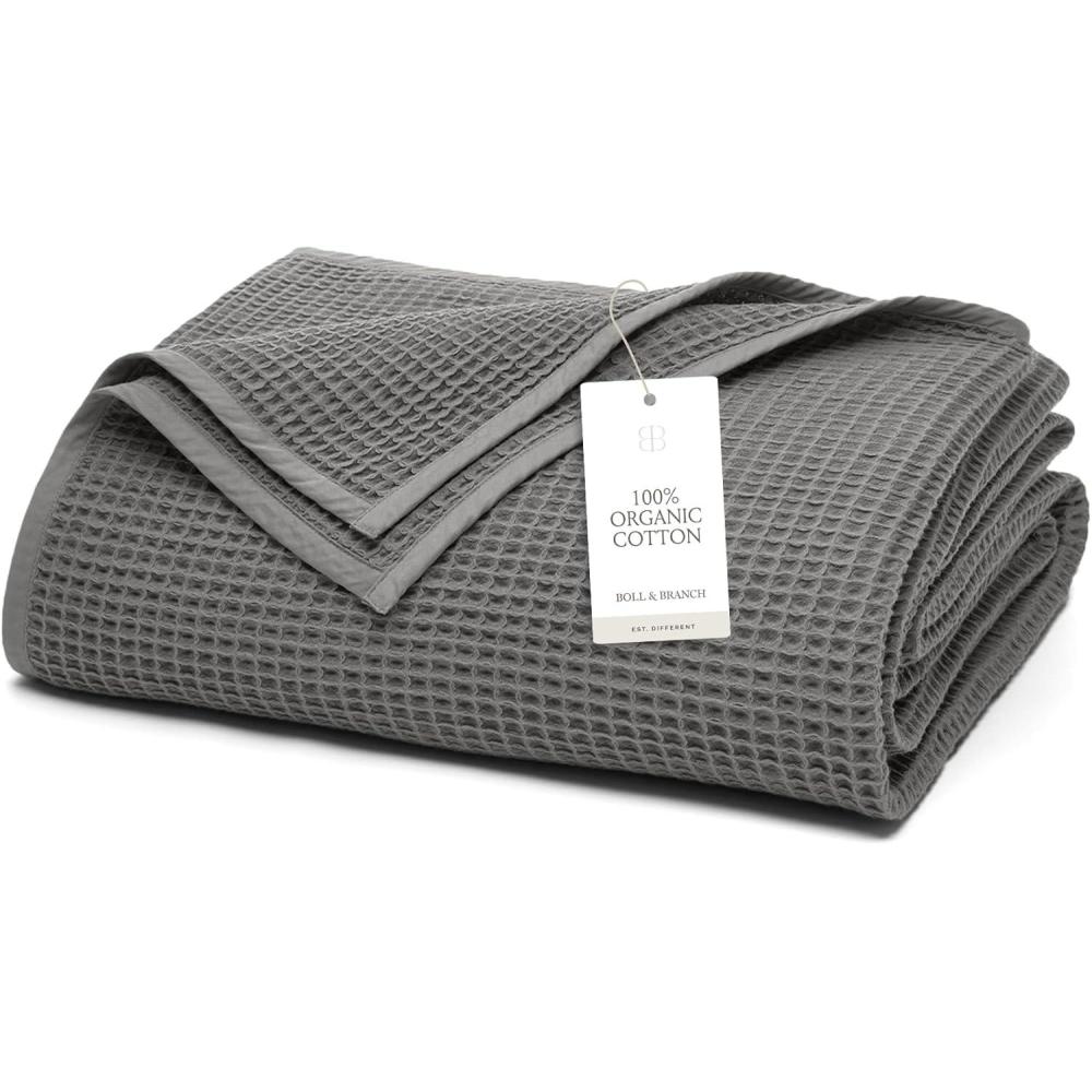imageBOLL ampamp BRANCH Waffle Bed Blanket  FullQueen Holly  Luxury 100 Organic Cotton  Soft Lightweight and Breathable  Textured Waffle WeaveStone