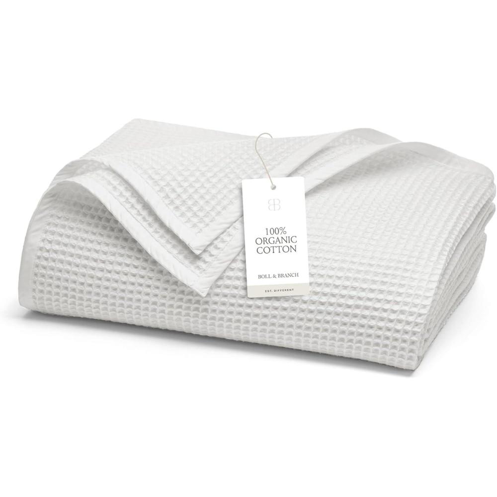 imageBOLL ampamp BRANCH Waffle Bed Blanket FullQueen Holly Luxury 100 Organic Cotton Soft Lightweight and Breathable Textured Waffle WeaveWhite