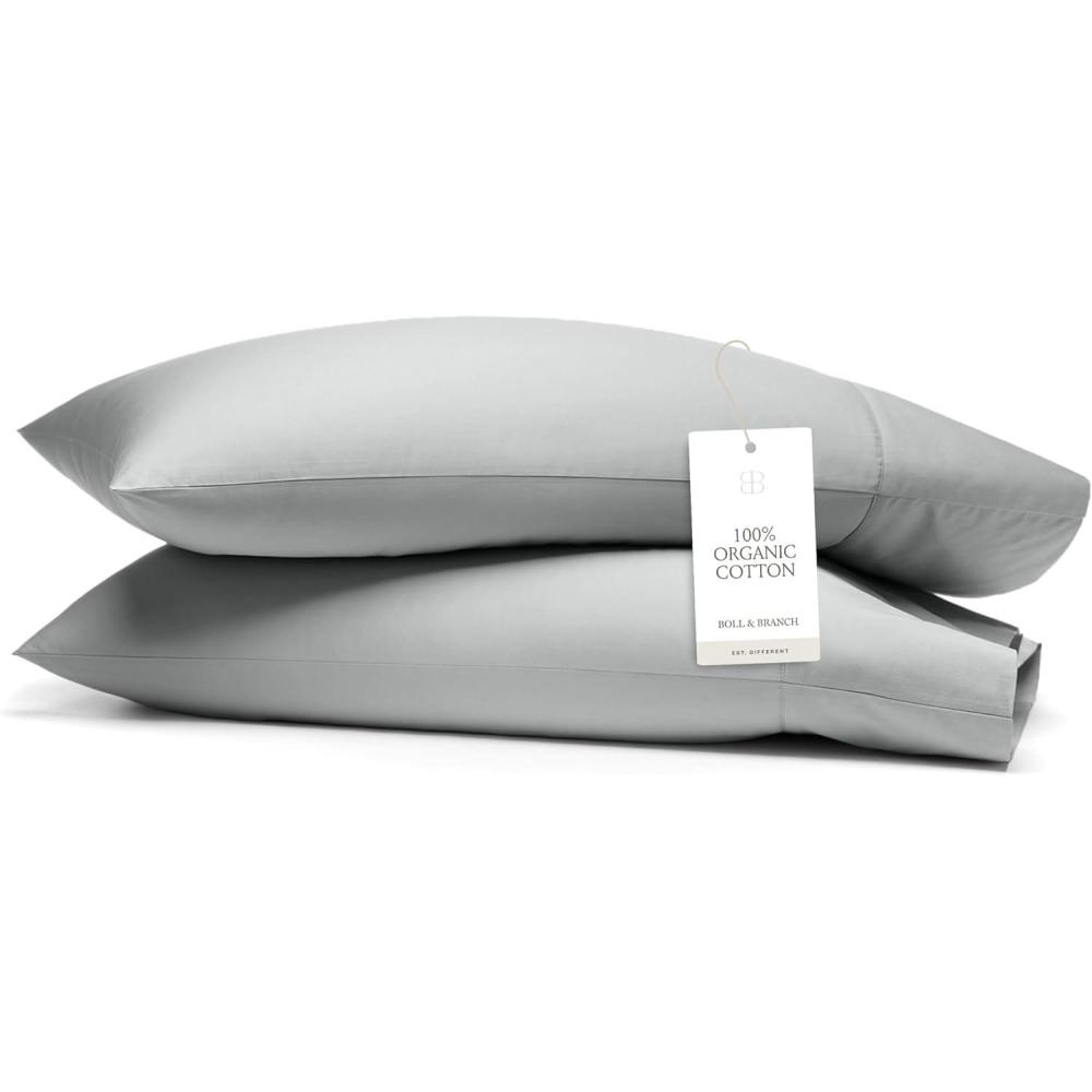 imageBoll ampamp Branch Signature Embroidered Pillowcase Set King WhiteStone Soft Luxury 100 Organic Cotton 2 Pillowcases HandFinished EmbroideryShore