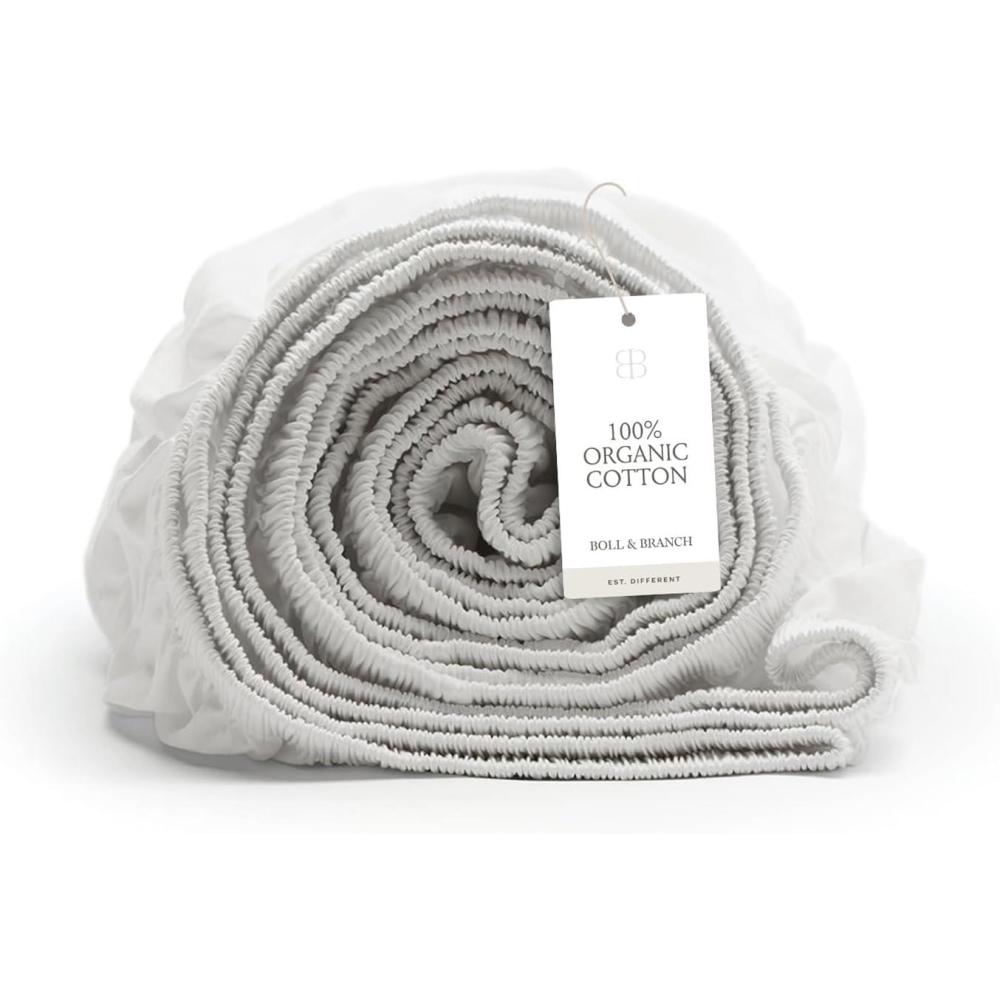 imageBoll ampamp Branch Signature Hemmed Fitted Sheet King White 100 Organic Cotton 1 Fitted Sheet OnlyWhite