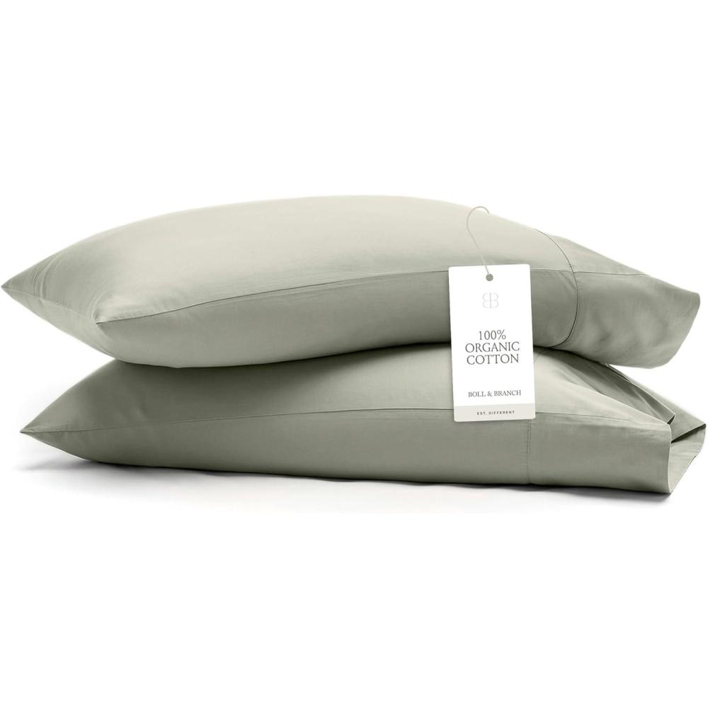 imageBoll ampamp Branch Signature Hemmed Pillowcase Set  Standard White  Luxury 100 Organic Cotton  Buttery Soft and Breathable  Softer with Every Wash  2 Pillowcases IncludedSageleaf