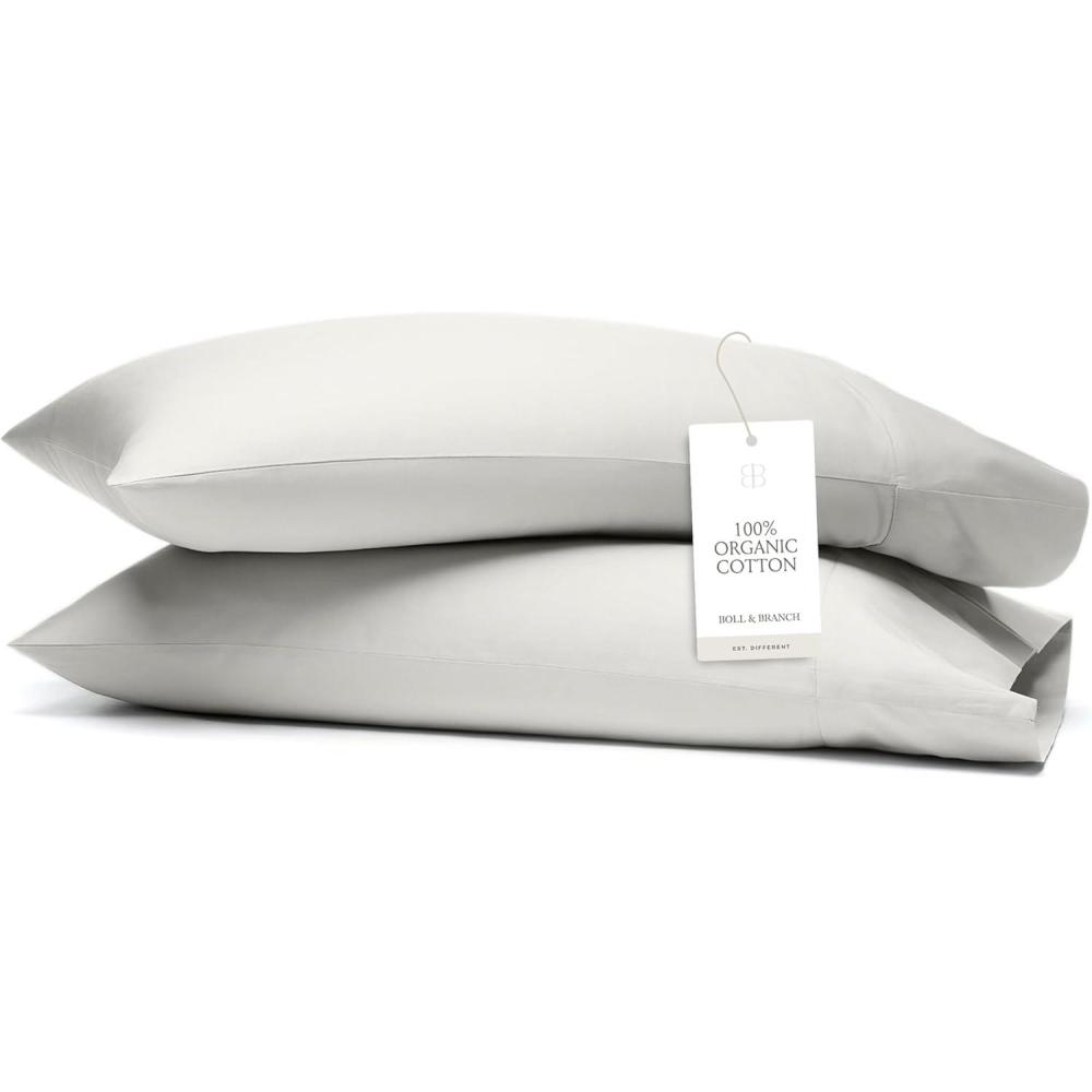 imageBoll ampamp Branch Signature Hemmed Pillowcase Set  Standard White  Luxury 100 Organic Cotton  Buttery Soft and Breathable  Softer with Every Wash  2 Pillowcases IncludedMist