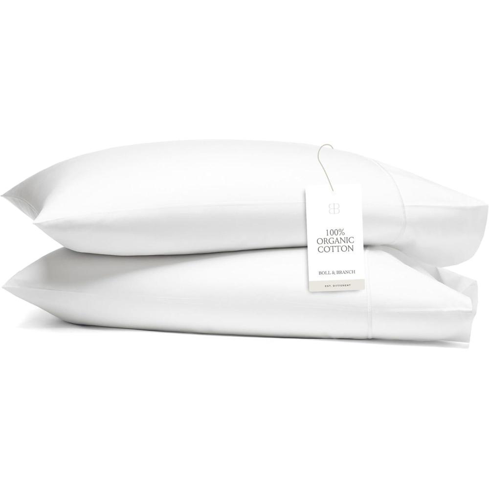 imageBoll ampamp Branch Signature Hemmed Pillowcase Set  Standard White  Luxury 100 Organic Cotton  Buttery Soft and Breathable  Softer with Every Wash  2 Pillowcases IncludedWhite