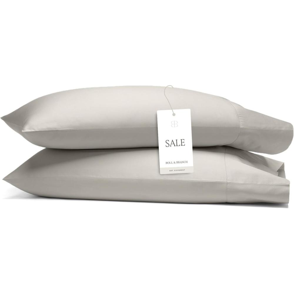 imageBoll ampamp Branch Signature Hemmed Pillowcase Set  Standard White  Luxury 100 Organic Cotton  Buttery Soft and Breathable  Softer with Every Wash  2 Pillowcases IncludedPewter