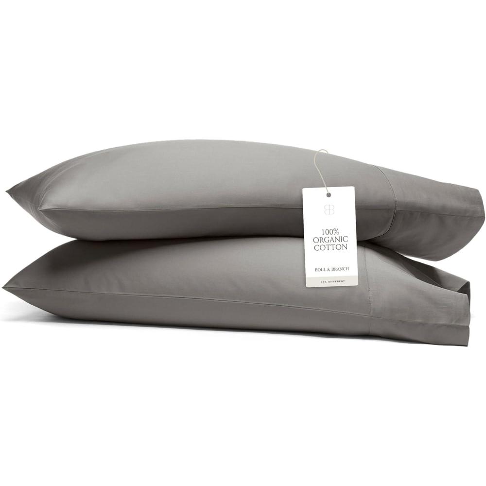 imageBoll ampamp Branch Signature Hemmed Pillowcase Set  Standard White  Luxury 100 Organic Cotton  Buttery Soft and Breathable  Softer with Every Wash  2 Pillowcases IncludedStone