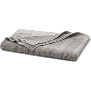 BOLL & BRANCH Cable Knit Baby Blanket – Dusty Rose – Toxin-Free 100% Organic Cotton – Machine-Washable – Soft, Breathable – 30” x 40”(Pewter)