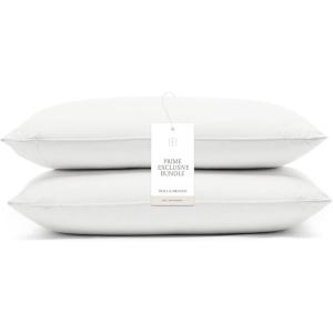BOLL & BRANCH Down Alternative Pillow – Medium, Standard – Cooling Shell – Hypoallergenic Primaloft Luxury Down Alternative Fill – Superior Support(2 Pack – Standard (Medium Density))