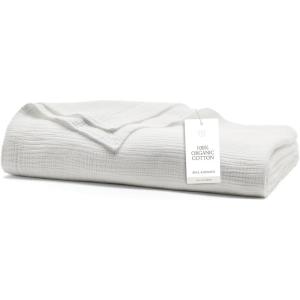 BOLL & BRANCH Dream Bed Blanket – Full/Queen, White – Luxury 100% Organic Cotton – Soft, Lightweight and Breathable – Cloud-Like Touch(White)