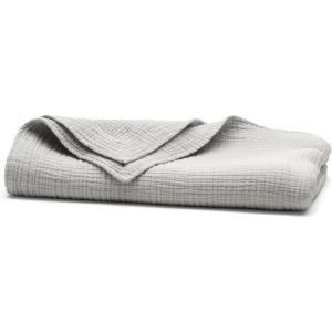 BOLL & BRANCH Dream Throw Blanket – One Size, White – Luxury 100% Organic Cotton – Soft, Lightweight and Breathable – Cloud-Like Touch – 50×70 Inches(Mist)