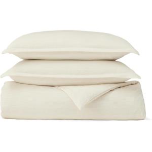 BOLL & BRANCH Flannel Duvet Set – King/Cal King, Shore – Luxury 100% Organic Cotton – 1 Duvet Cover, 2 Shams – Velvety Soft, Warm & Breathable Weave(Cream/Oak)