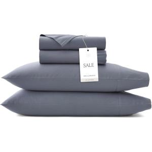 BOLL & BRANCH Percale Hemmed Sheet Set – Cooling Breathable Bed Sheets for Hot Sleepers – King, Shore – Luxury 100% Organic Cotton – 1 Flat, 1 Fitted, 2 Pillowcases(Mineral)