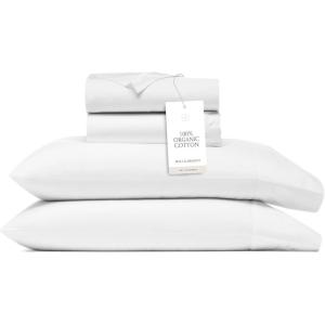 BOLL & BRANCH Percale Hemmed Sheet Set – Cooling Breathable Bed Sheets for Hot Sleepers – King, Shore – Luxury 100% Organic Cotton – 1 Flat, 1 Fitted, 2 Pillowcases(White)