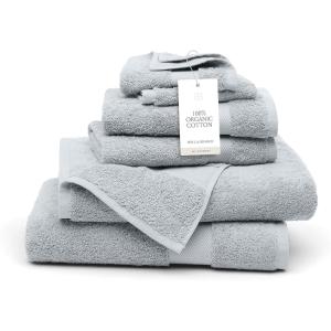 BOLL & BRANCH Plush Bath Towel Set – Holly – 6 Piece – Includes 2 Bath Towels, 2 Hand Towels & 2 Washcloths – 100% Organic Cotton – Ultra Soft & Luxurious – Quick Absorbing(Shore)