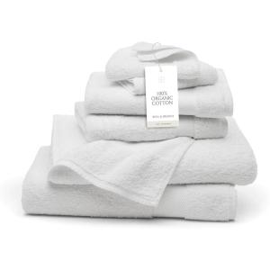 BOLL & BRANCH Plush Bath Towel Set – Holly – 6 Piece – Includes 2 Bath Towels, 2 Hand Towels & 2 Washcloths – 100% Organic Cotton – Ultra Soft & Luxurious – Quick Absorbing(White)