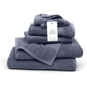 BOLL & BRANCH Plush Bath Towel Set – Holly – 6 Piece – Includes 2 Bath Towels, 2 Hand Towels & 2 Washcloths – 100% Organic Cotton – Ultra Soft & Luxurious – Quick Absorbing(Mineral)