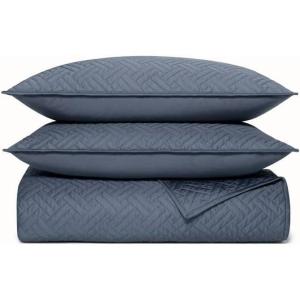 BOLL & BRANCH Signature Basketweave Quilt Set – Prime Exclusive – Twin, Mineral – Luxury 100% Organic Cotton – 1 Bedspread, 2 Shams – Soft and Breathable(Mineral)