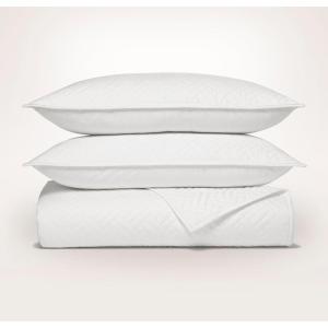 BOLL & BRANCH Signature Basketweave Quilt Set – Prime Exclusive – Twin, Mineral – Luxury 100% Organic Cotton – 1 Bedspread, 2 Shams – Soft and Breathable(White)