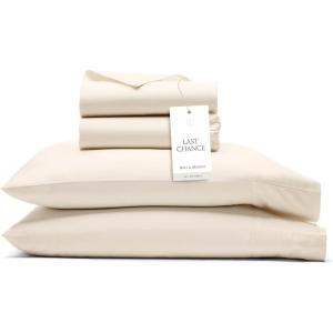 BOLL & BRANCH Signature Hemmed Sheet Set – Twin, Pewter – Luxury 100% Organic Cotton – Includes 1 Flat, 1 Fitted, 2 Pillowcases – Buttery Soft(Natural)