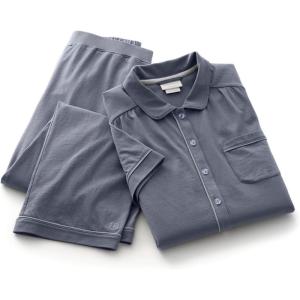 BOLL & BRANCH Women’s Soft Knit Short Sleeve & Pants Pajama Set(Mineral)