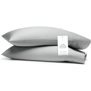 Boll & Branch Signature Embroidered Pillowcase Set – King, White/Stone – Soft, Luxury 100% Organic Cotton – 2 Pillowcases – Hand-Finished Embroidery(Shore)