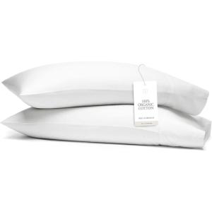 Boll & Branch Signature Embroidered Pillowcase Set – King, White/Stone – Soft, Luxury 100% Organic Cotton – 2 Pillowcases – Hand-Finished Embroidery(White)