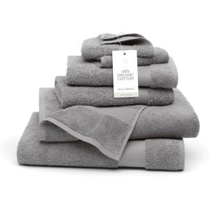 BOLL & BRANCH Plush Bath Towel Set – Cream – 6 Piece – Includes 2 Bath Towels, 2 Hand Towels & 2 Washcloths – 100% Organic Cotton – Ultra Soft & Luxurious – Quick Absorbing(Stone)