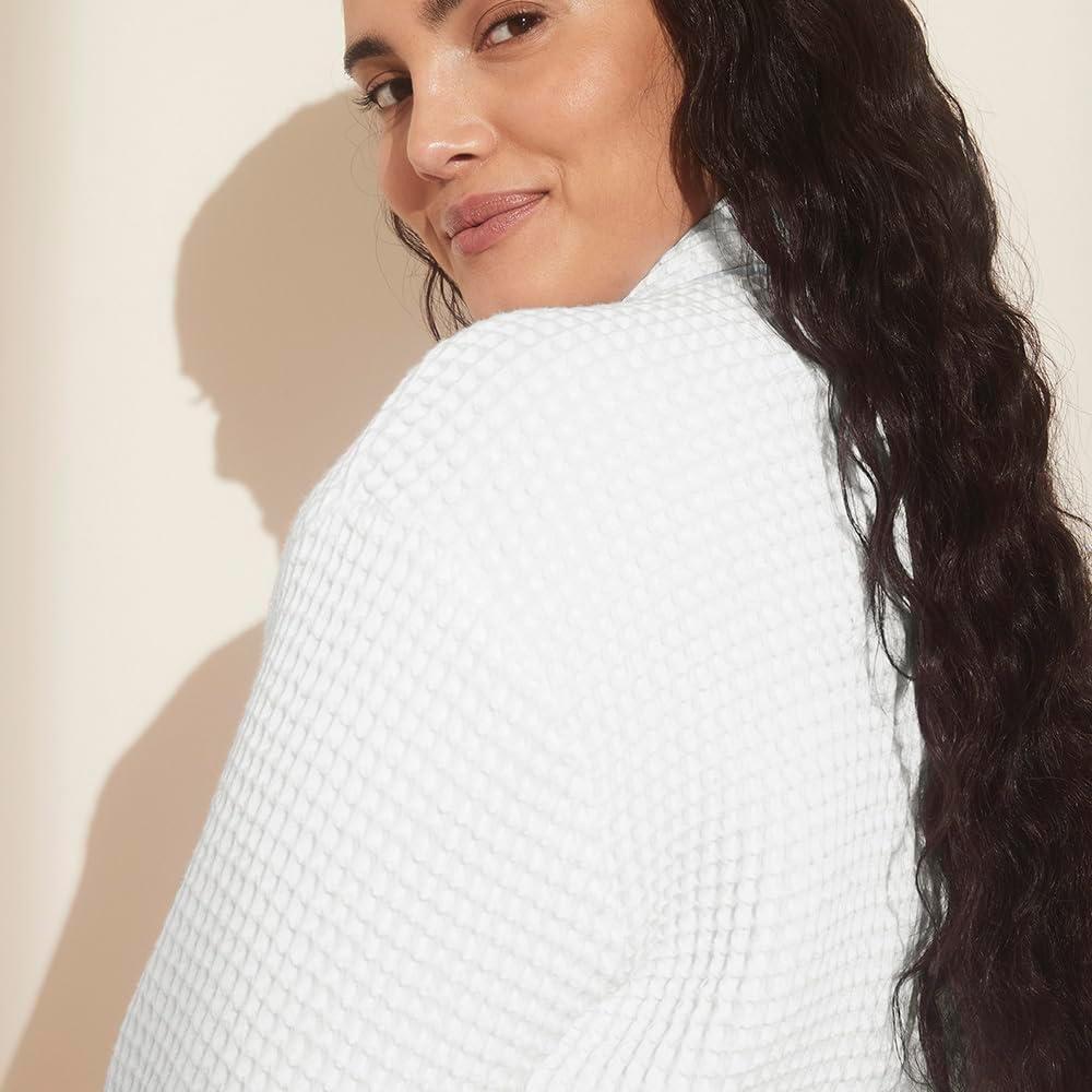 imageBOLL amp BRANCH Waffle Robe 100 Organic Cotton Ultra Soft Lightweight and Breathable UnisexWhiteShore