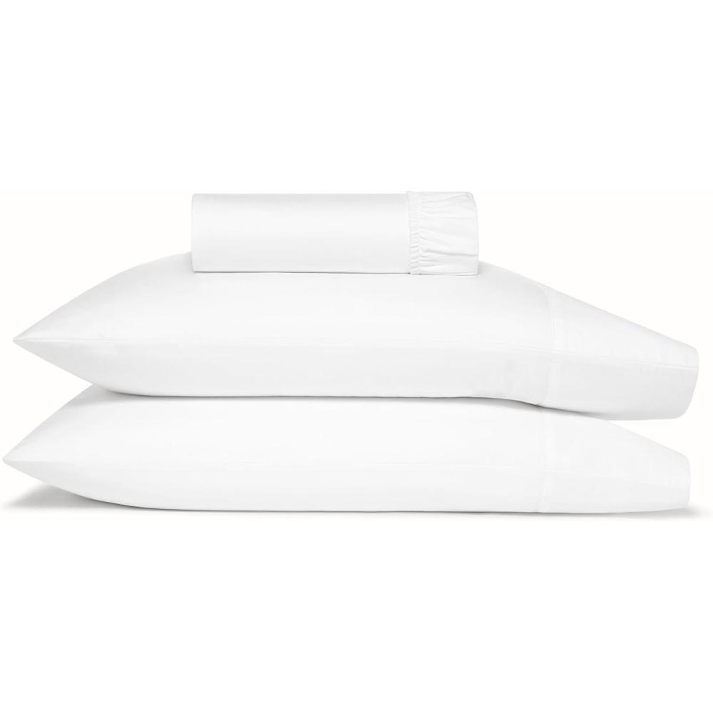 imageBOLL amp BRANCH Signature Hemmed Sheet Set  No Flat Sheet  1 Fitted Sheet White King  2 Pillowcases White King  100 Organic Luxury Cotton  3PCS