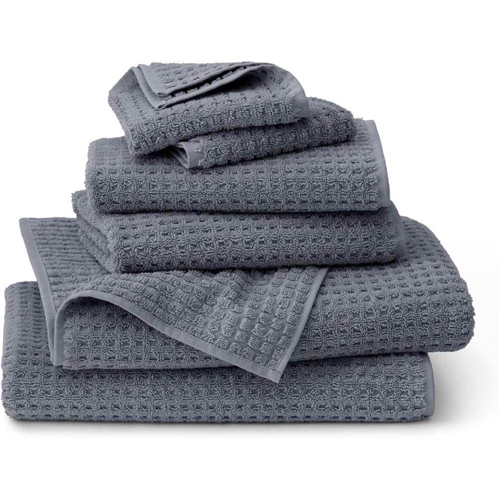 imageBOLL amp BRANCH Turkish Waffle Bath Towel Set  Mineral  6 Piece  Includes 2 Bath Towels 2 Hand Towels amp 2 Washcloths  100 Organic Turkish Cotton  Ultra Soft amp Luxurious  Quick Dry