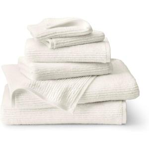 BOLL & BRANCH Turkish Ribbed Bath Towel Set – Cream – 6 Piece – Includes 2 Bath Towels, 2 Hand Towels & 2 Washcloths – 100% Organic Turkish Cotton – Ultra Soft & Luxurious – Quick Dry